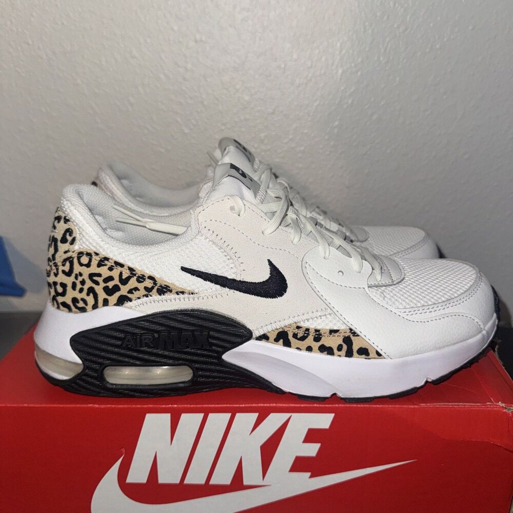 Womens Size 10 Nike Air Max Excee White Leopard Print Athletic Shoe HQ2115 100